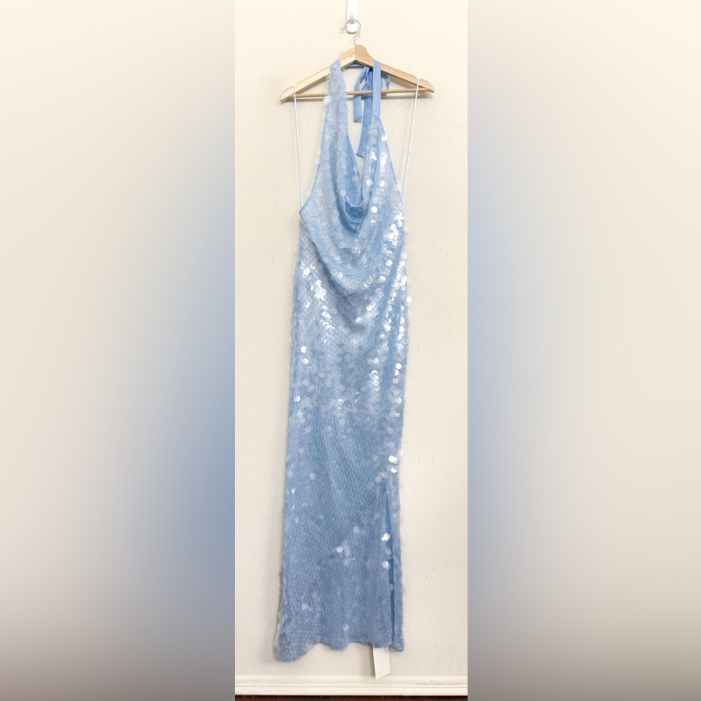 NWT Rat & Boa Anais Halter Maxi Dress in Crystal Water Blue Size M - Picture 9 of 17